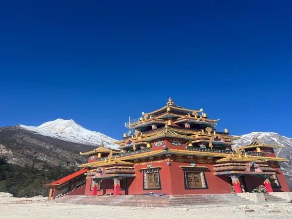 beautiful monastry and himal